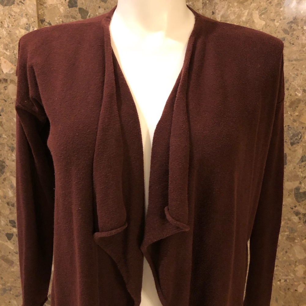 Maroon Open-Front Sweater
